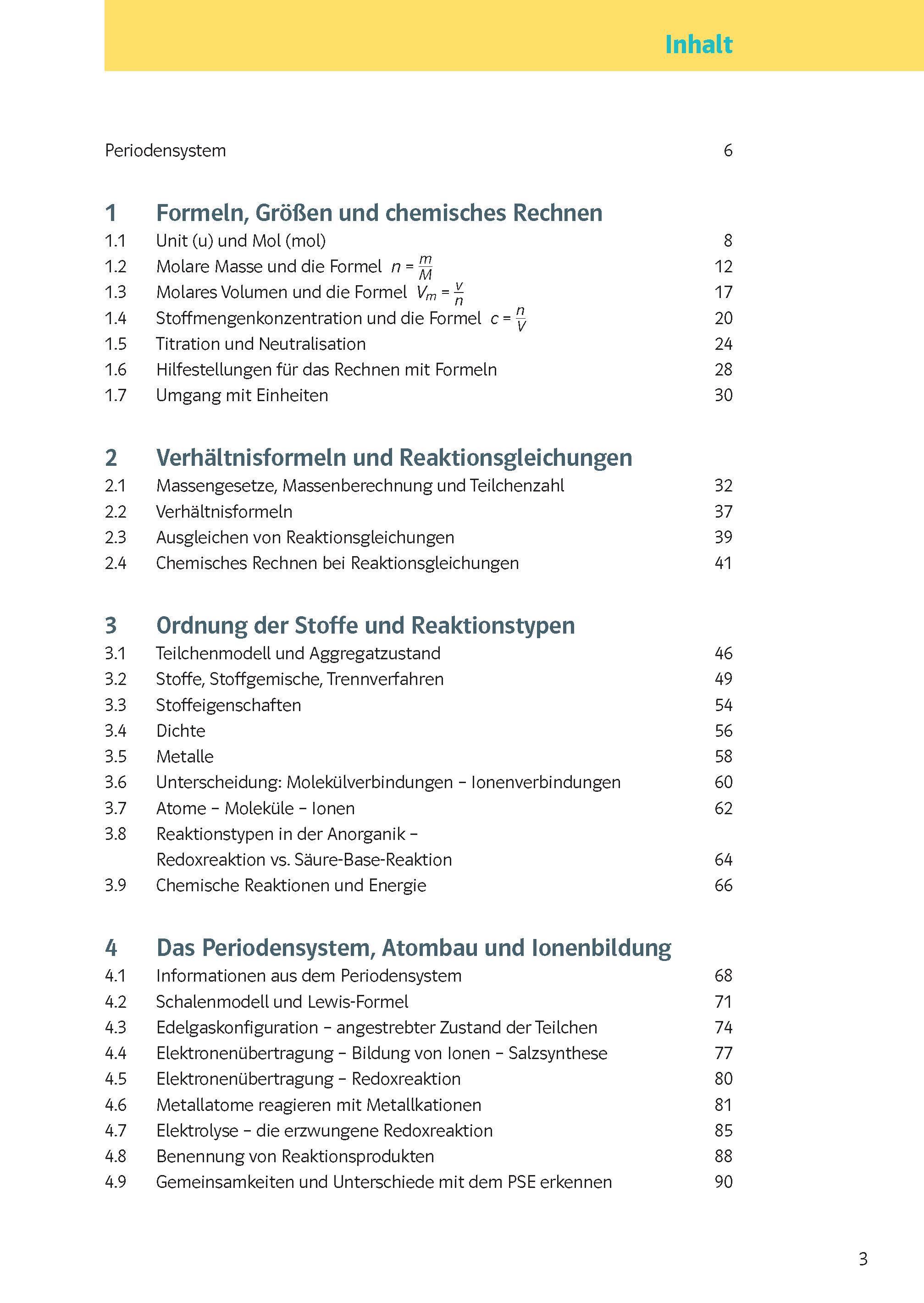 Beispielinhalt (Bild) KomplettTrainer Gymnasium Chemie 7. - 10. Klasse