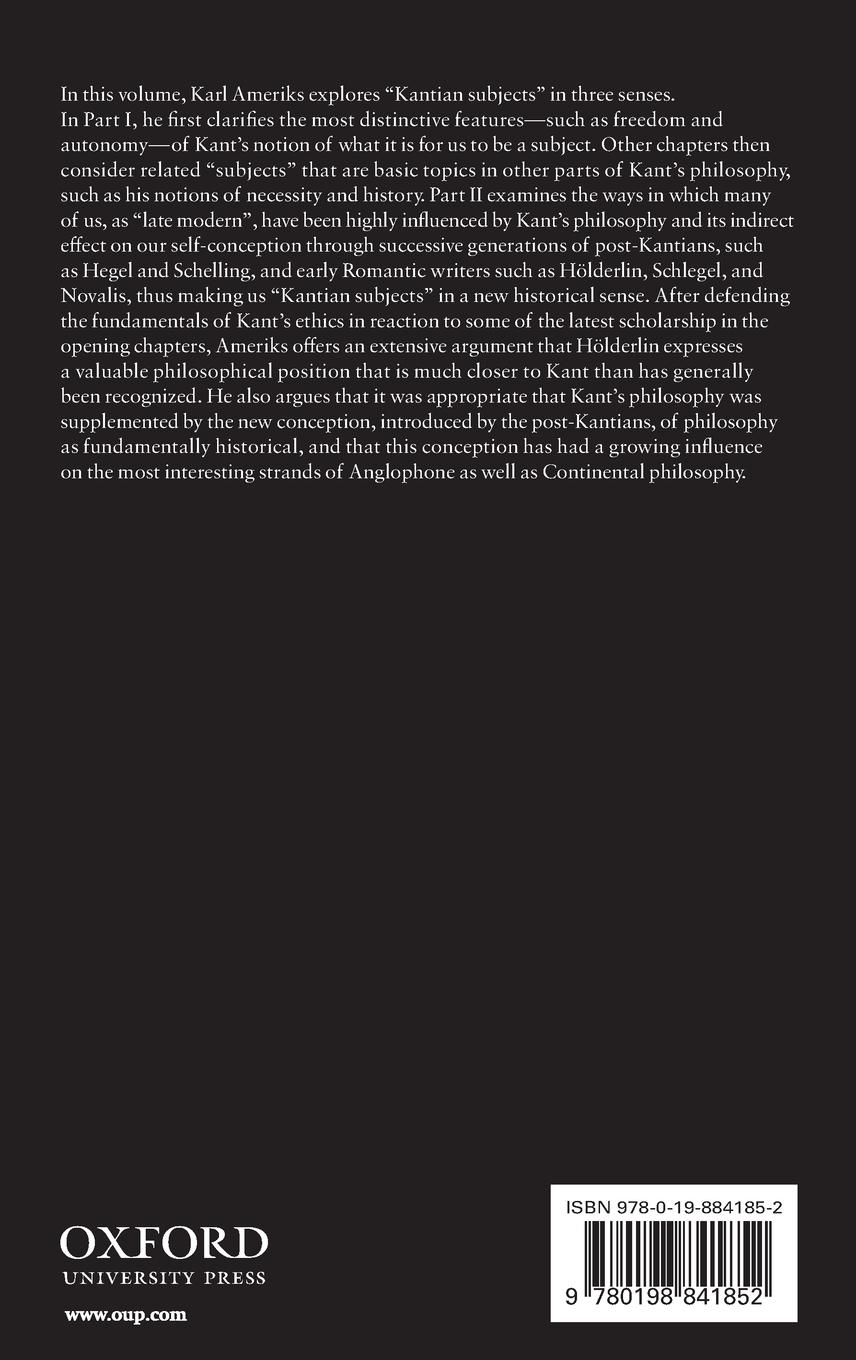 Rückseitencover Kantian Subjects