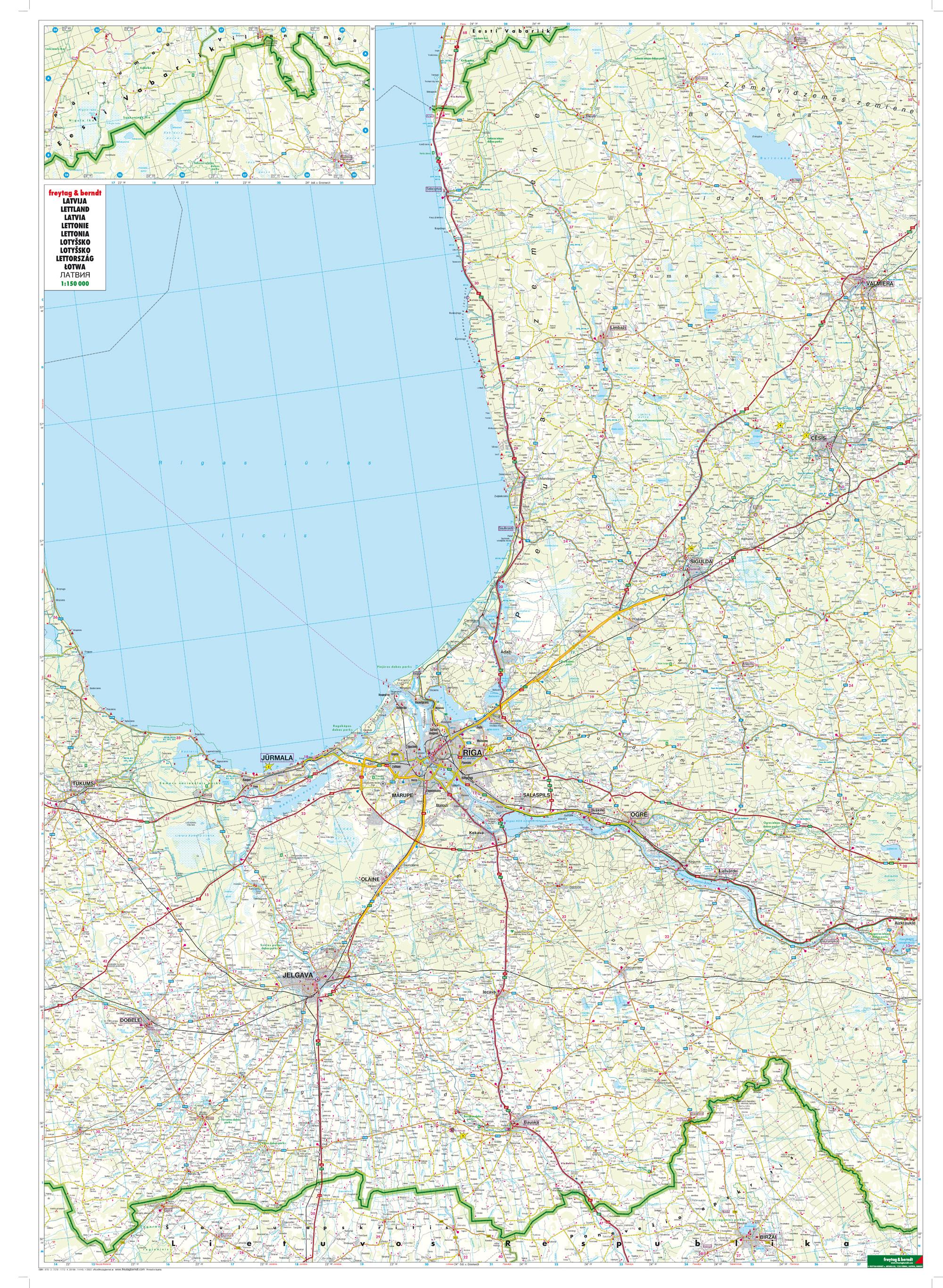 Beispielinhalt (Bild) Lettland, Autokarten Set 1:150.000, Top 10 Tips