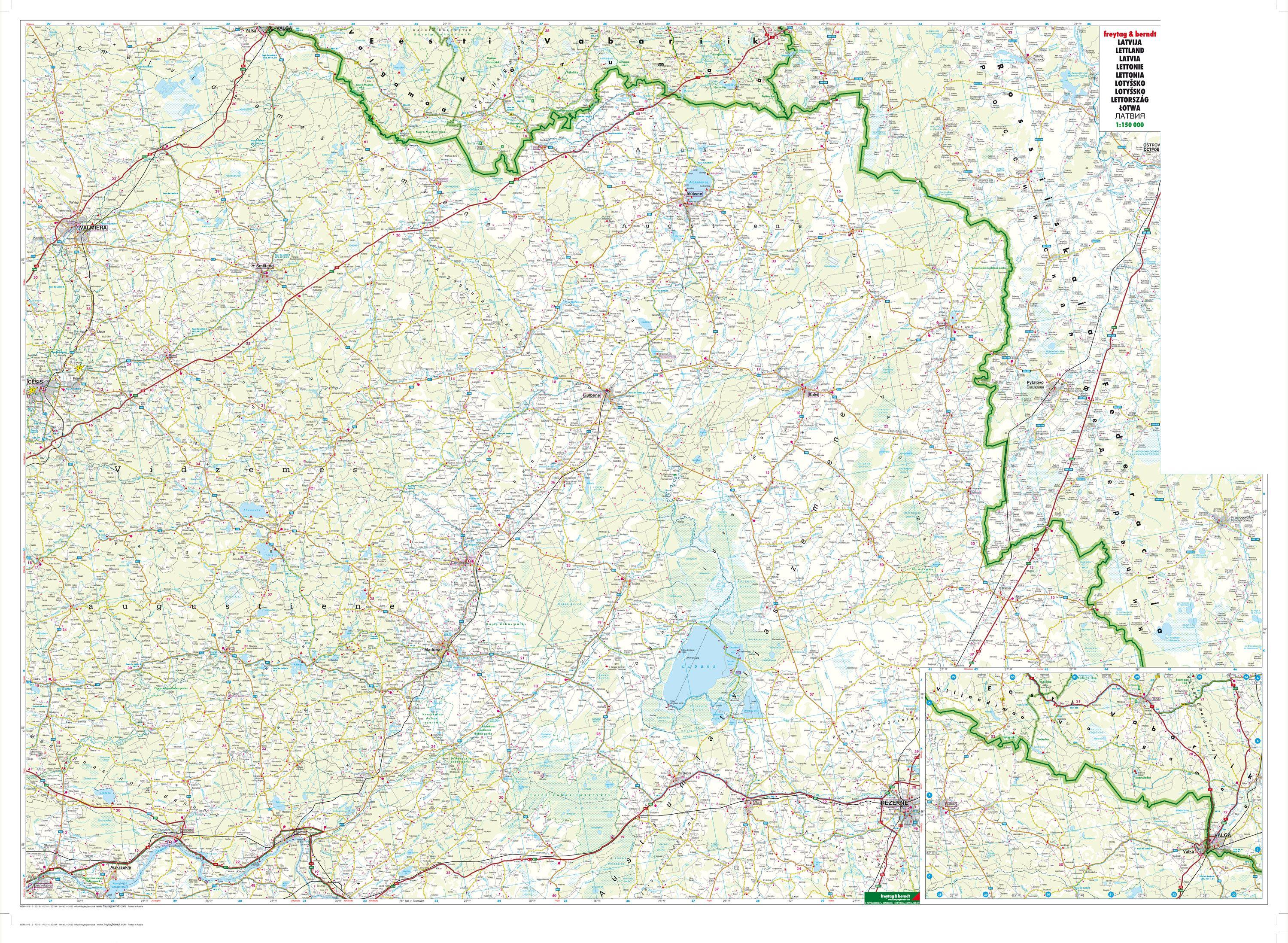 Beispielinhalt (Bild) freytag & berndt Straßenkarte Lettland Set 1:150.000