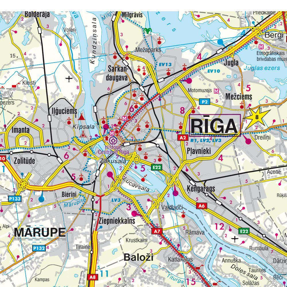Beispielinhalt (Bild) freytag & berndt Straßenkarte Lettland Set 1:150.000