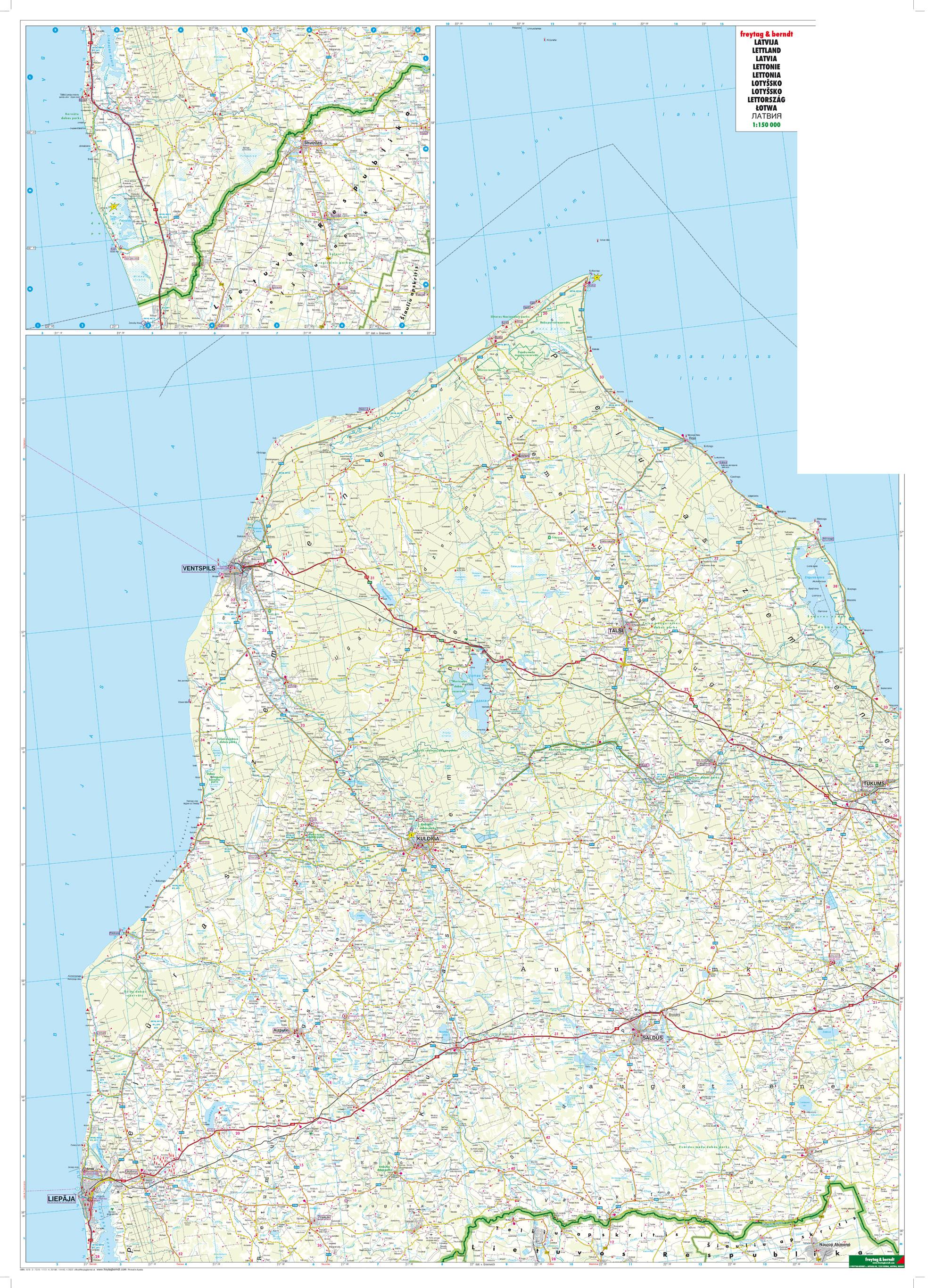 Beispielinhalt (Bild) Lettland, Autokarten Set 1:150.000, Top 10 Tips