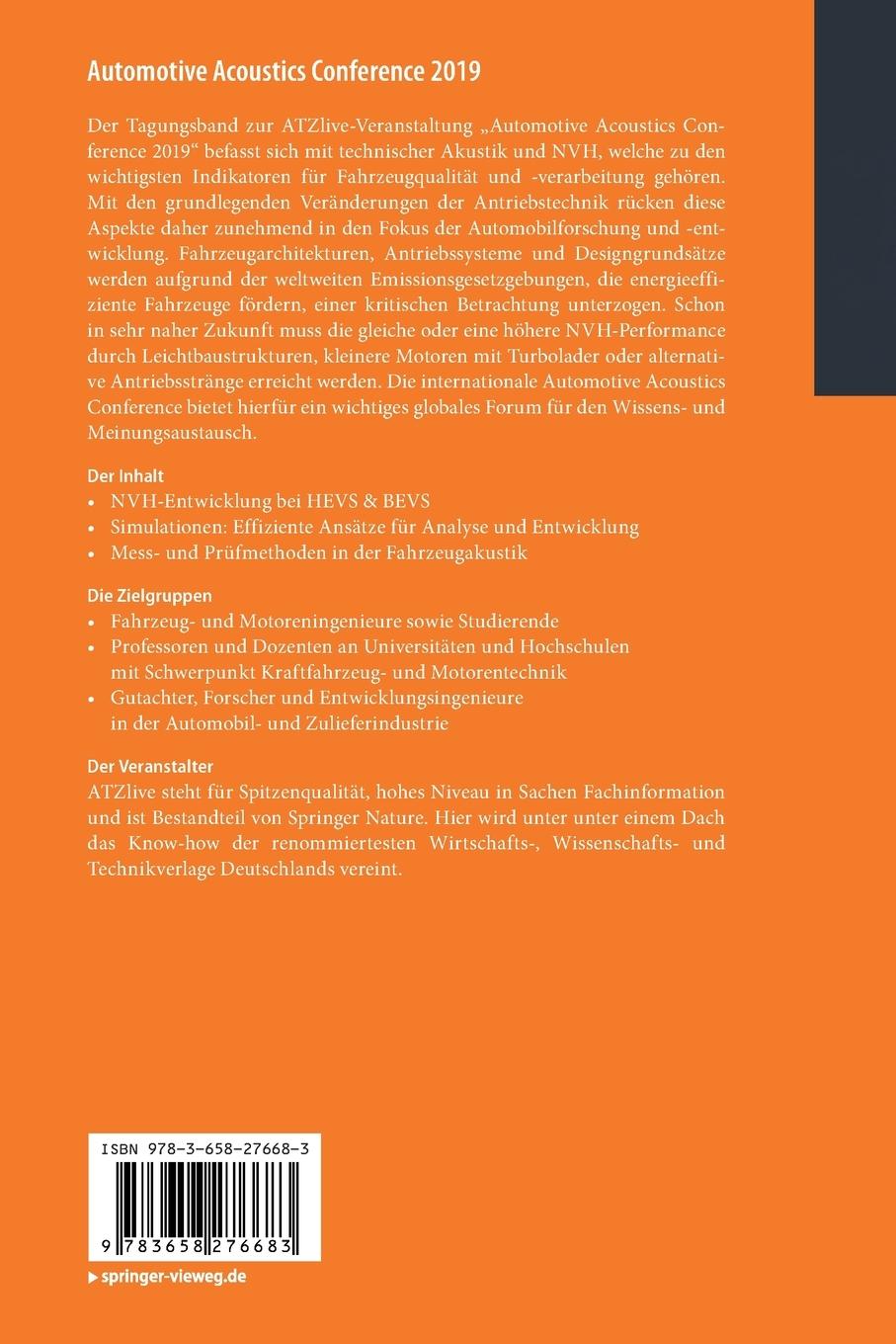 Rückseitencover Automotive Acoustics Conference 2019