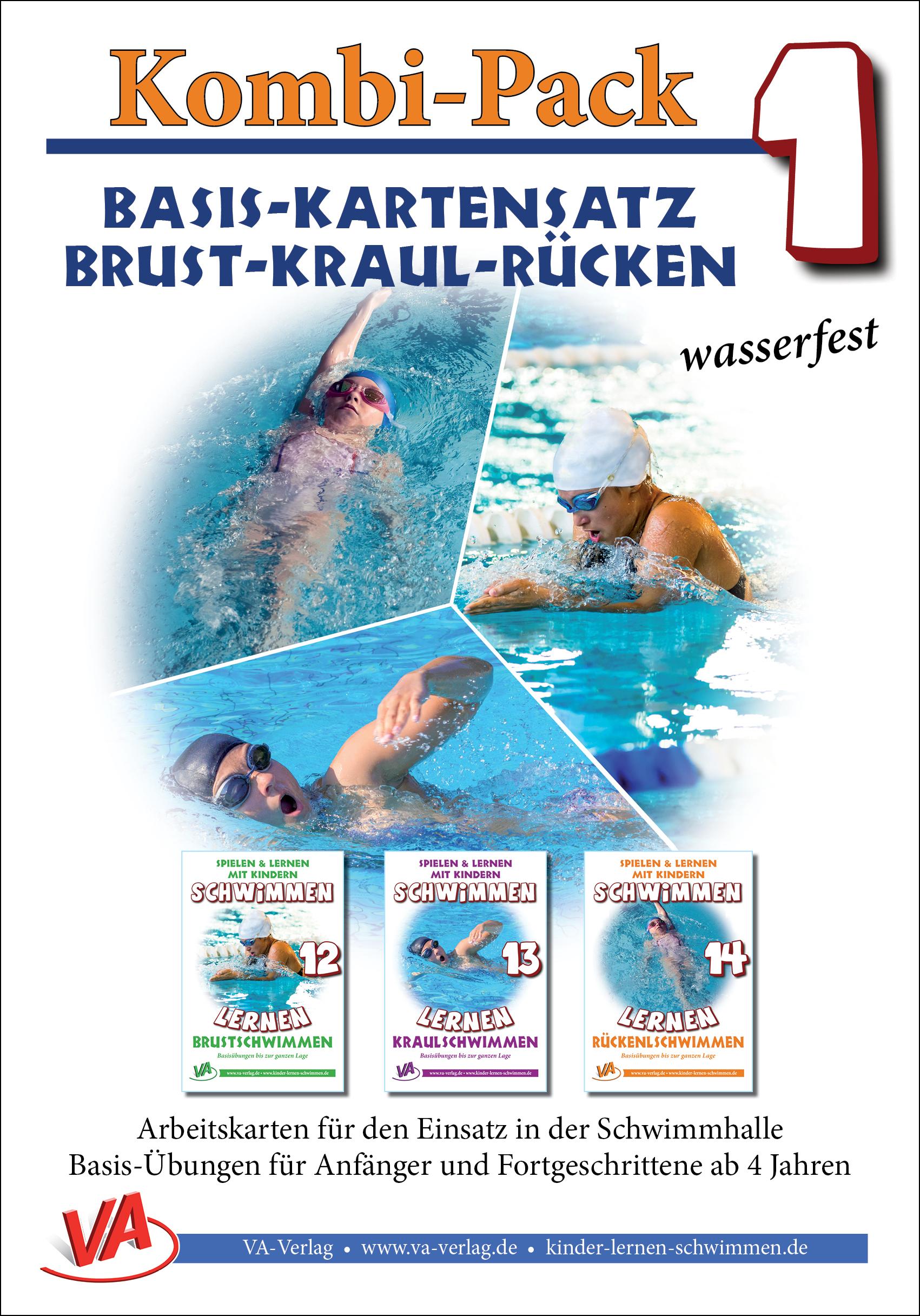 Vorderes Coverbild Basis-Kartensatz Brust-Kraul-Rücken, wasserfest