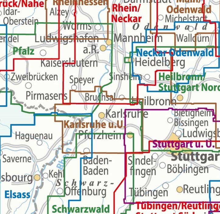 Beispielinhalt (Bild) ADFC-Regionalkarte Karlsruhe und Umgebung,1:50.000, reiß- und wetterfest, GPS-Tracks Download