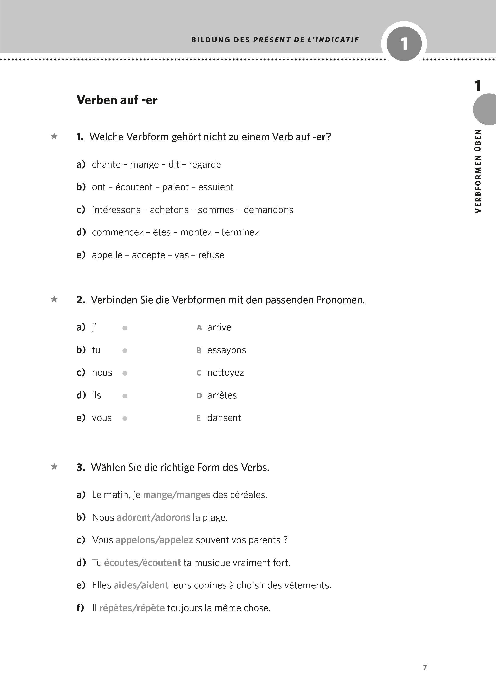 Beispielinhalt (Bild) PONS Verben & Zeiten trainieren Französisch