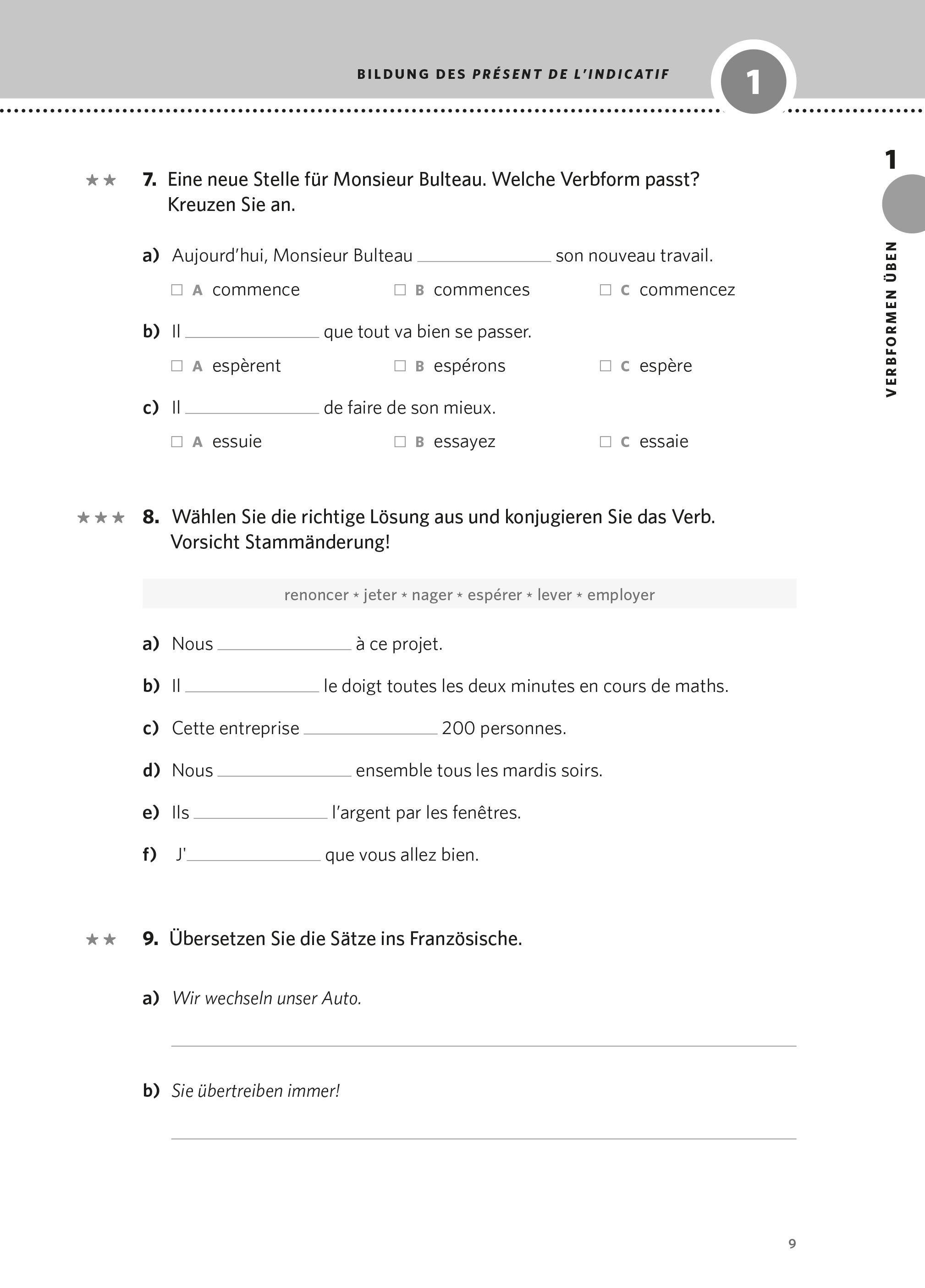 Beispielinhalt (Bild) PONS Verben & Zeiten trainieren Französisch