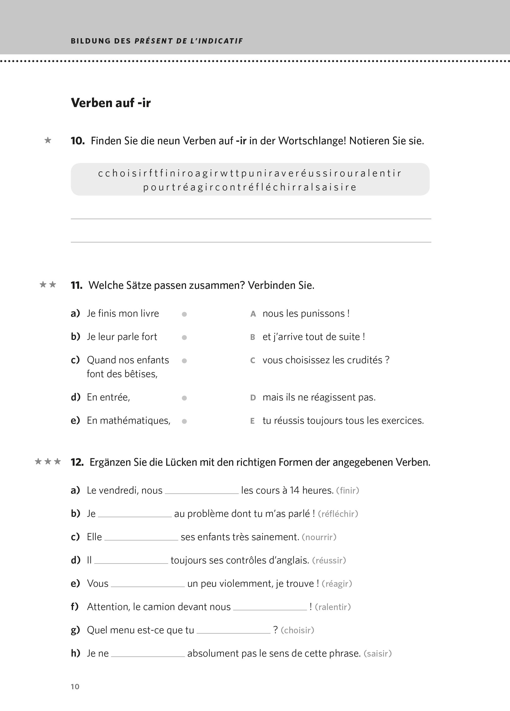 Beispielinhalt (Bild) PONS Verben & Zeiten trainieren Französisch