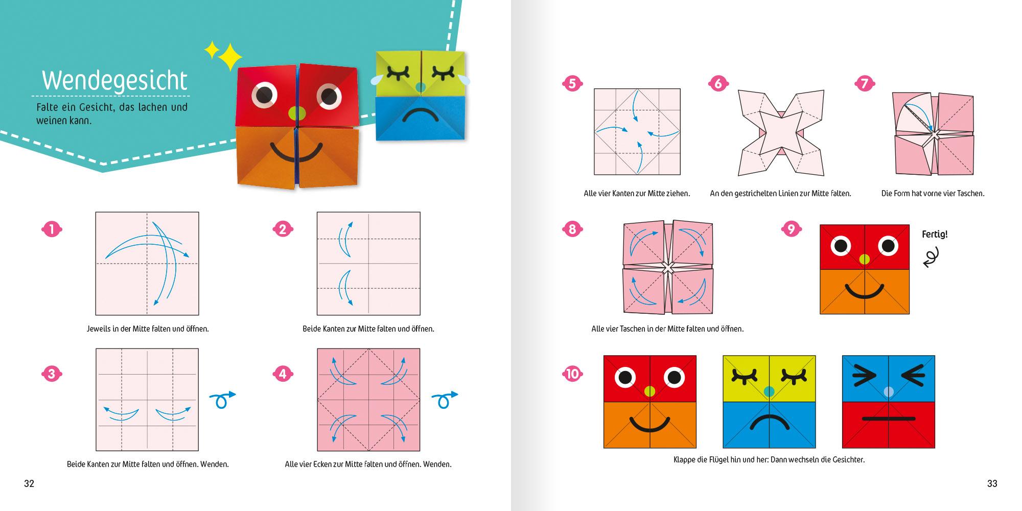 Beispielinhalt (Bild) Mein großes Origami-Buch (mit kindgerechten Schritt-für-Schritt Anleitungen, 100 Blatt und 130 Stickern))