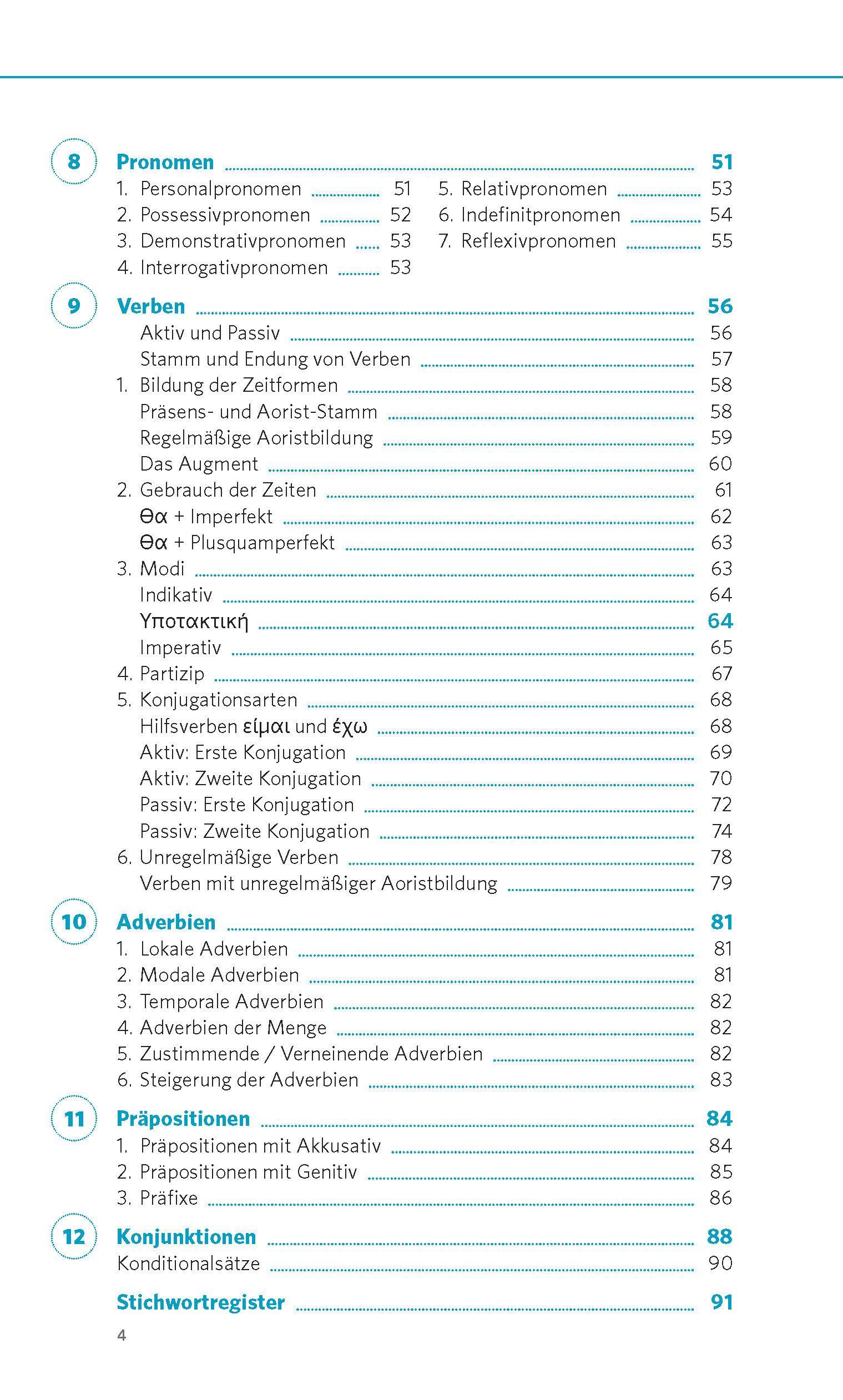 Beispielinhalt (Bild) PONS Grammatik kurz & bündig Griechisch