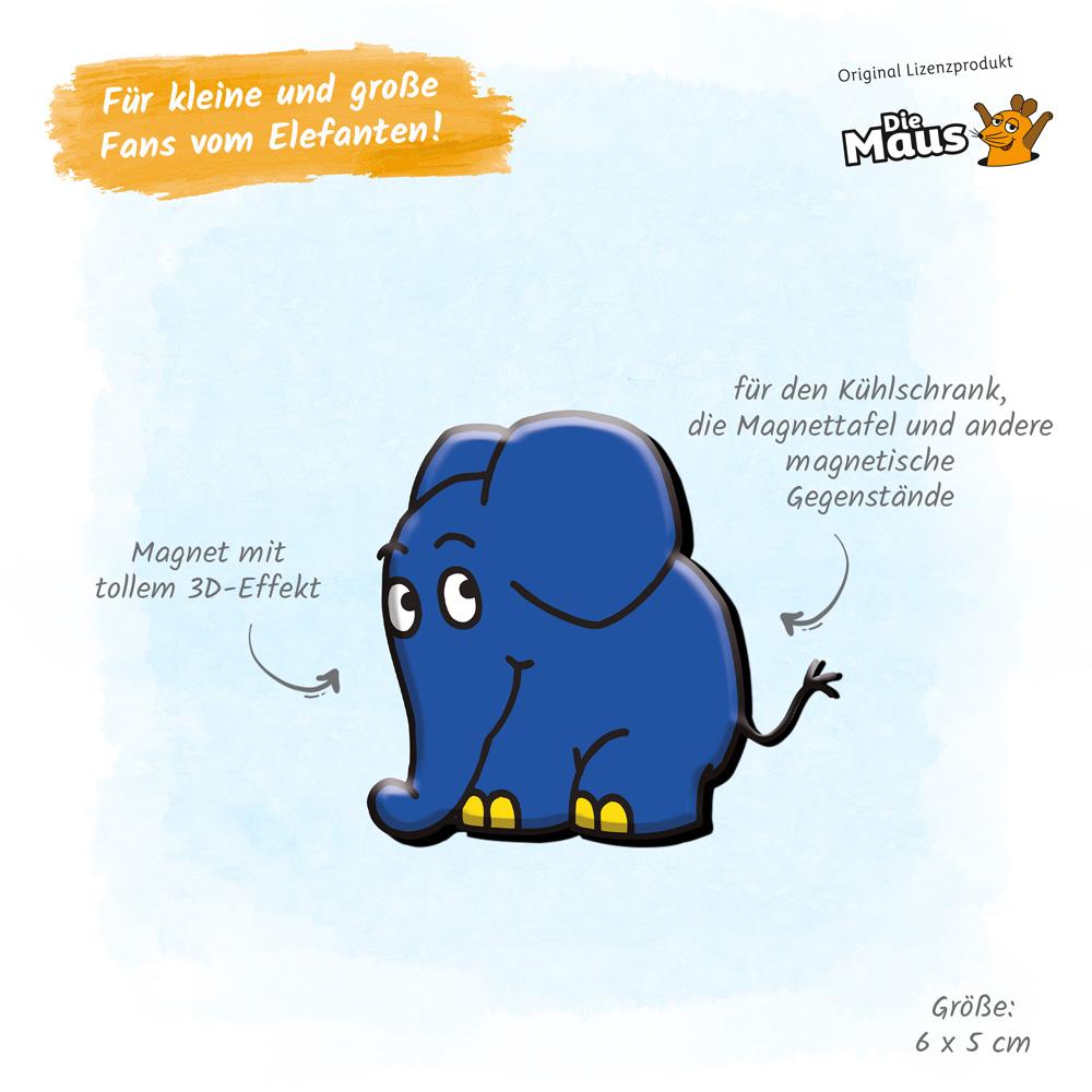 Beispielinhalt (Bild) Trötsch Die Maus 3D-Magnet Elefant stehend