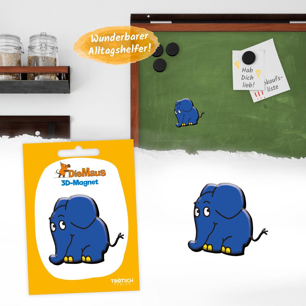 Beispielinhalt (Bild) Trötsch Die Maus 3D-Magnet Elefant stehend