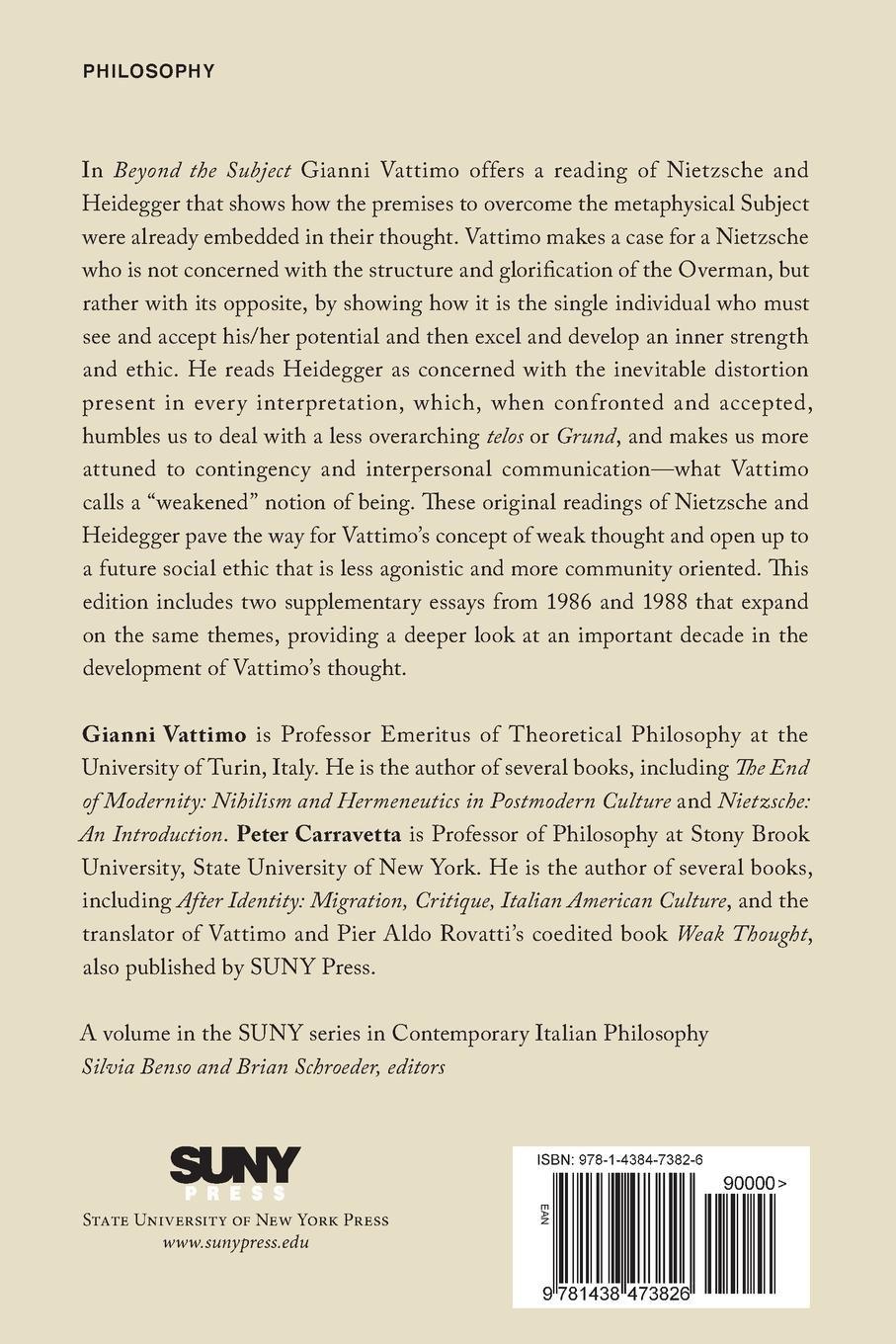 Rückseitencover Beyond the Subject