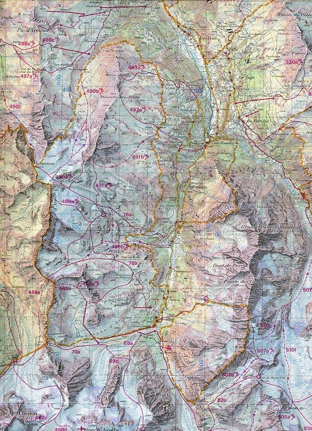 Beispielinhalt (Bild) Swisstopo 1 : 50 000 Arolla Ski