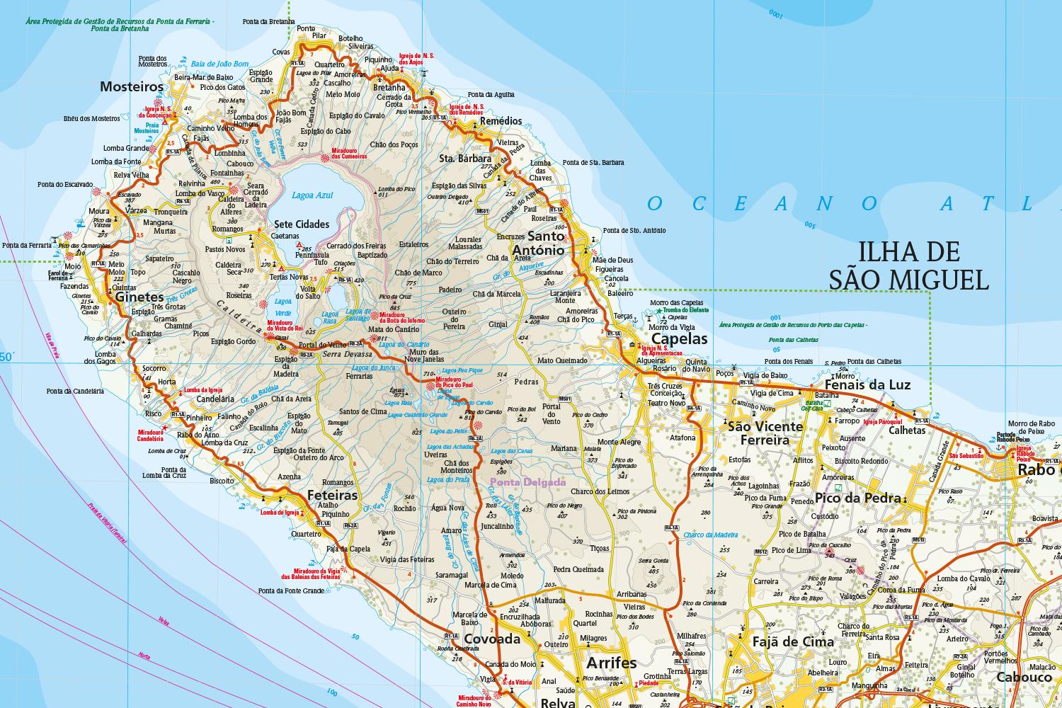 Beispielinhalt (Bild) Reise Know-How Landkarte Azoren / Azores (1:70.000)
