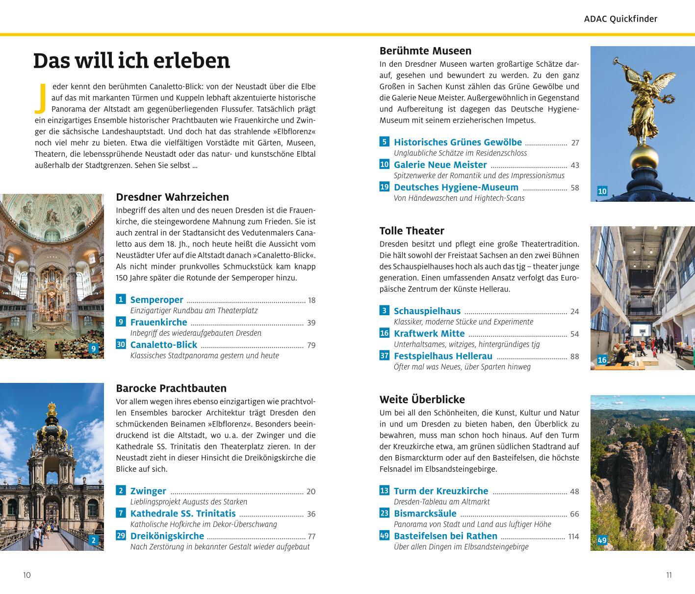 Beispielinhalt (Bild) ADAC Reiseführer Dresden und Sächsische Schweiz