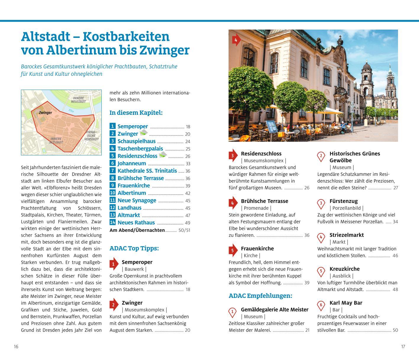 Beispielinhalt (Bild) ADAC Reiseführer Dresden und Sächsische Schweiz
