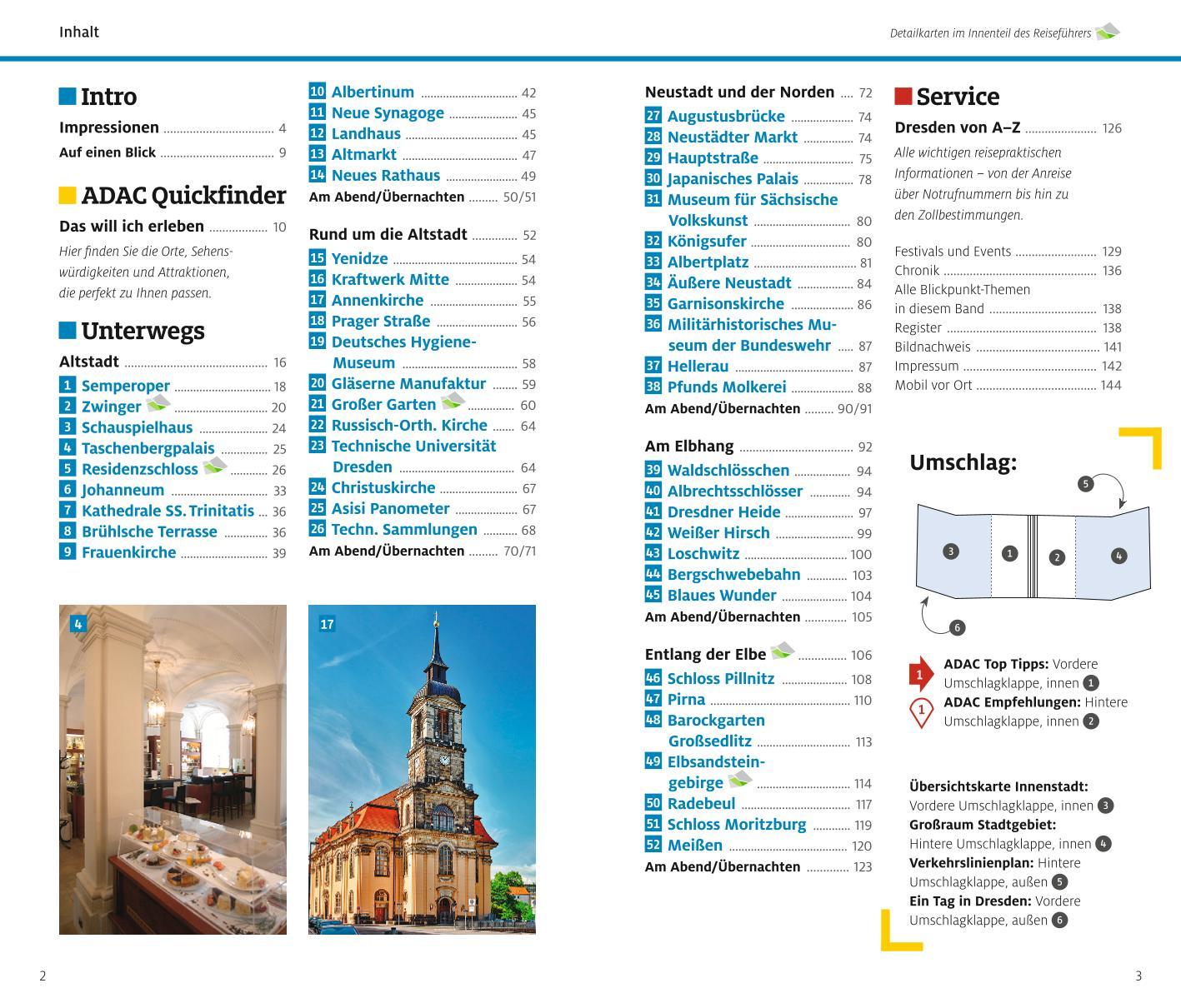 Beispielinhalt (Bild) ADAC Reiseführer Dresden und Sächsische Schweiz