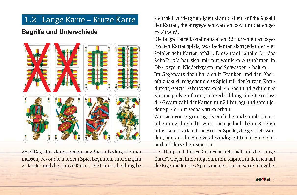 Beispielinhalt (Bild) Schafkopfen mit der langen und der kurzen Karte