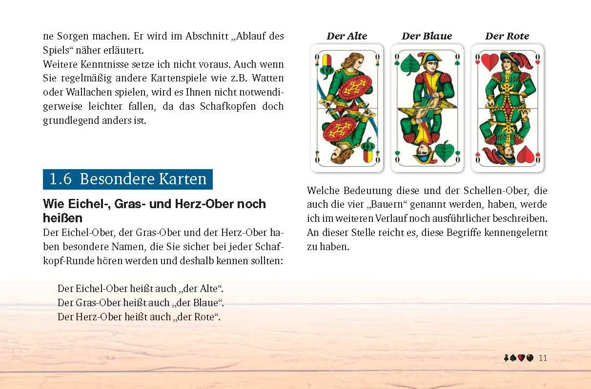 Beispielinhalt (Bild) Schafkopfen mit der langen und der kurzen Karte