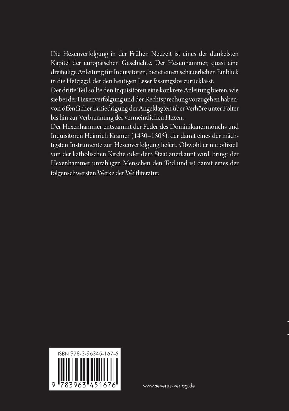 Rückseitencover Der Hexenhammer: Malleus Maleficarum.