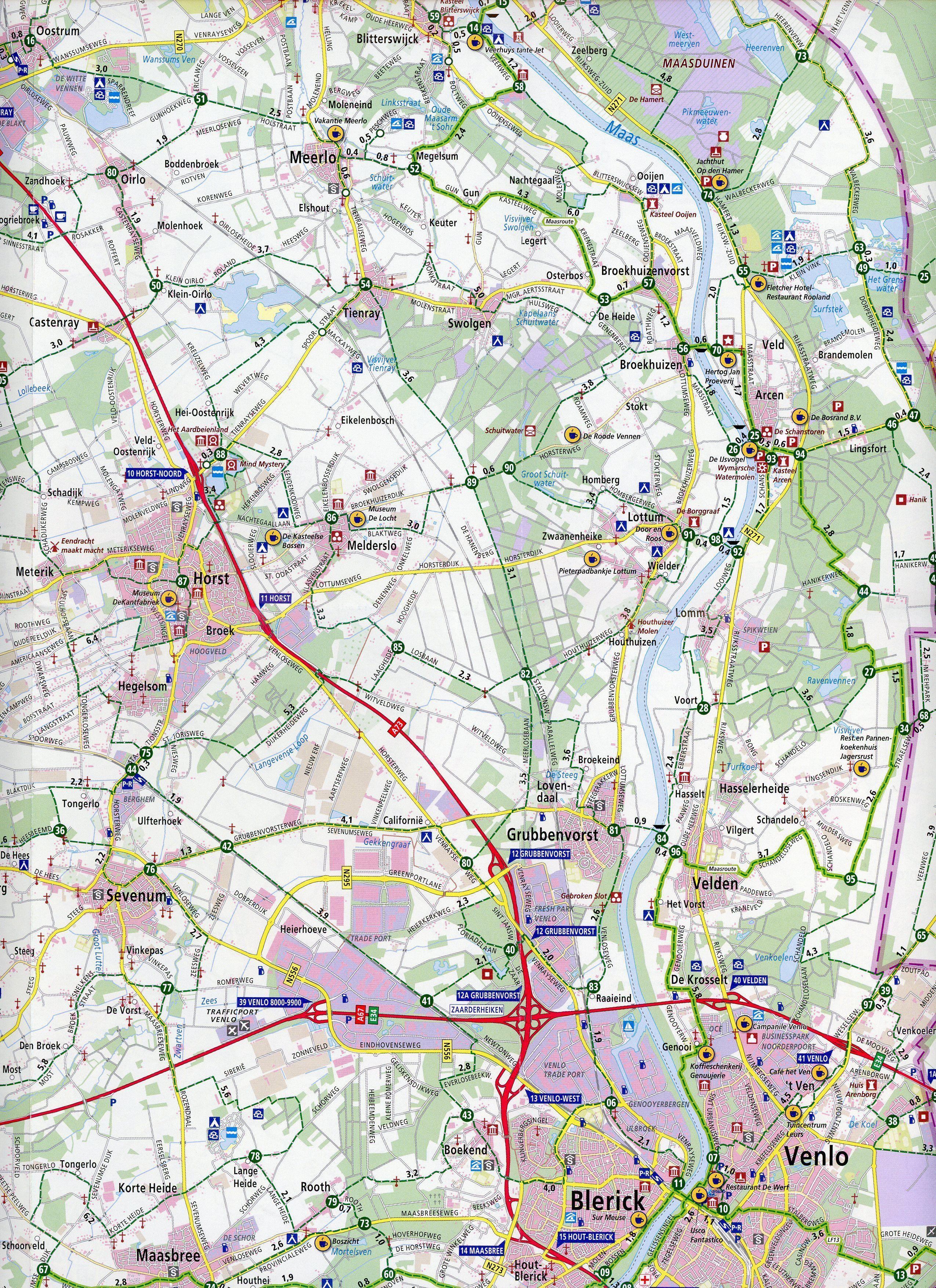 Beispielinhalt (Bild) Limburg midden. Venlo / Roermond.  1 : 66 000