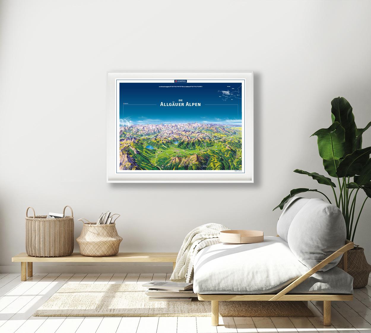 Beispielinhalt (Bild) KOMPASS Panorama-Poster Die Allgäuer Alpen