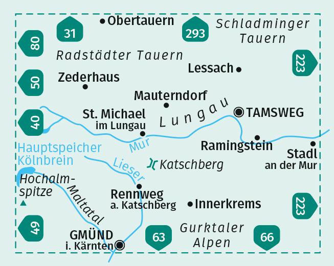 Beispielinhalt (Bild) KOMPASS Wanderkarte 67 Lungau, Radstädter Tauern, Maltatal 1:40.000