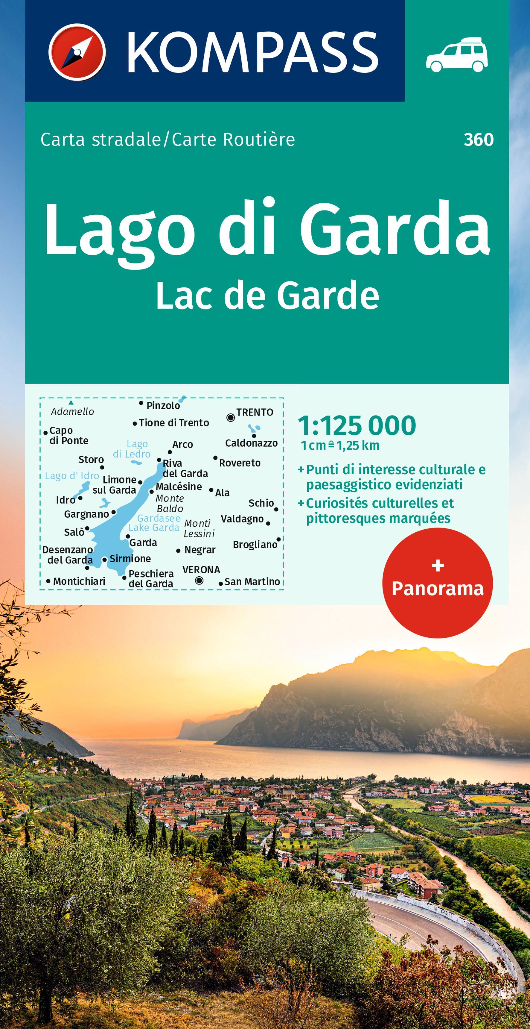 Vorderes Coverbild KOMPASS Autokarte Lago di Garda, Lac de Garde 1:125.000
