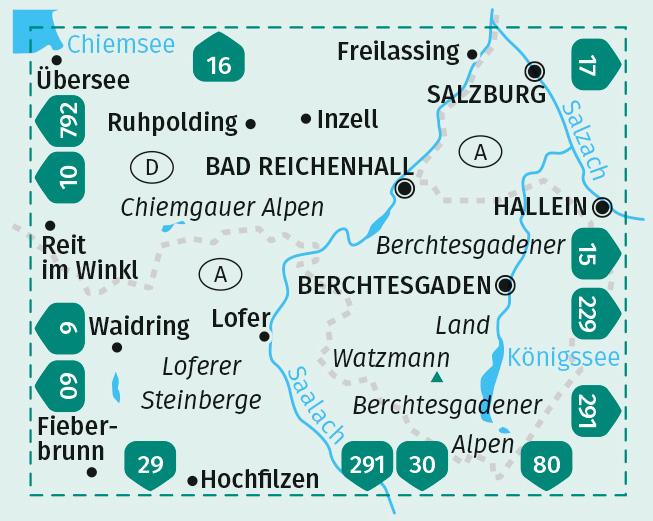 Beispielinhalt (Bild) KOMPASS Wanderkarte 14 Berchtesgadener Land, Chiemgauer Alpen 1:50.000