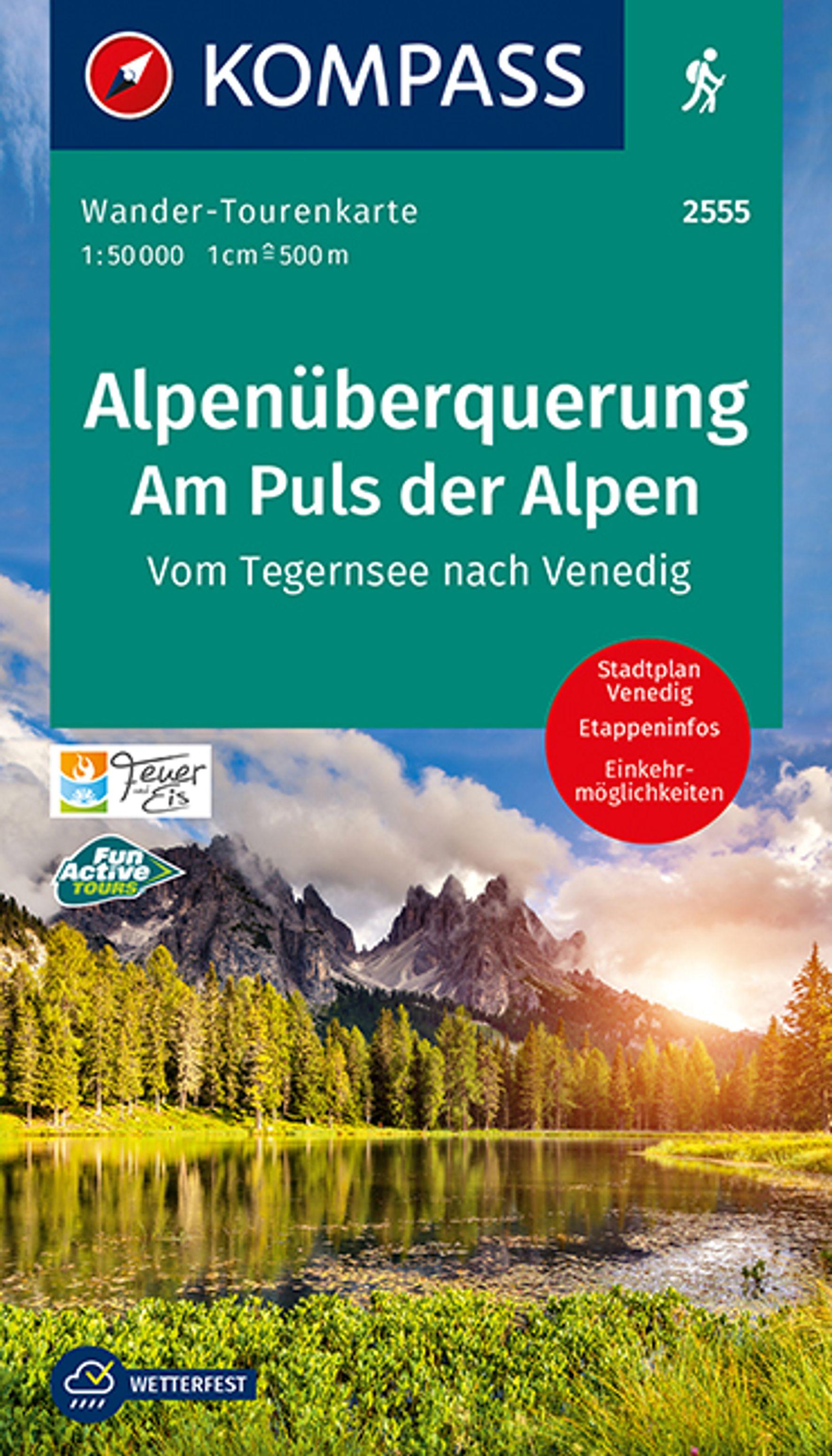 Vorderes Coverbild KOMPASS Wander-Tourenkarte Alpenüberquerung, Am Puls der Alpen 1:50.000