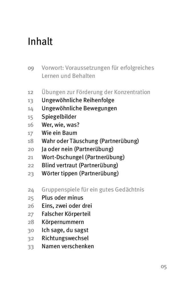 Beispielinhalt (Bild) Die 50 besten Mnemo- und Merktechniken