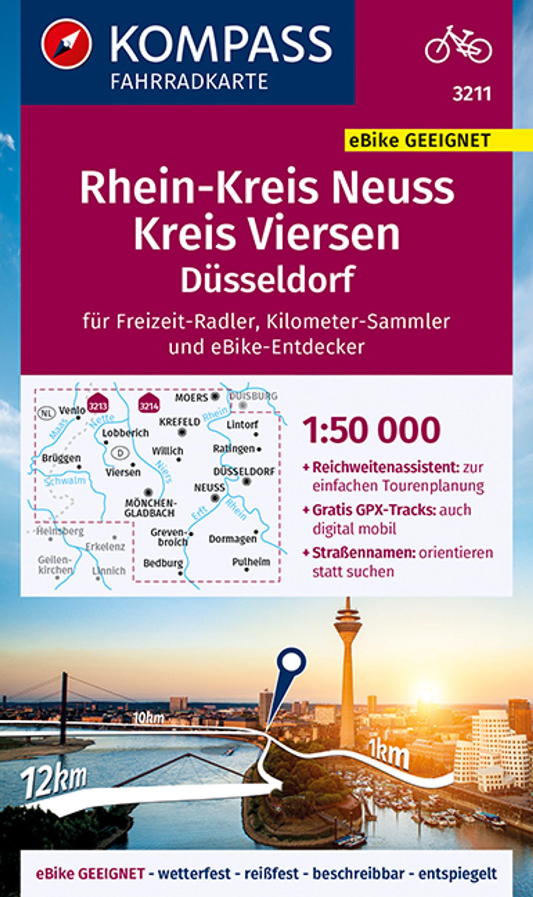 Vorderes Coverbild KOMPASS Fahrradkarte 3211 Rheinkreis Neuss, Kreis Viersen 1:50.000