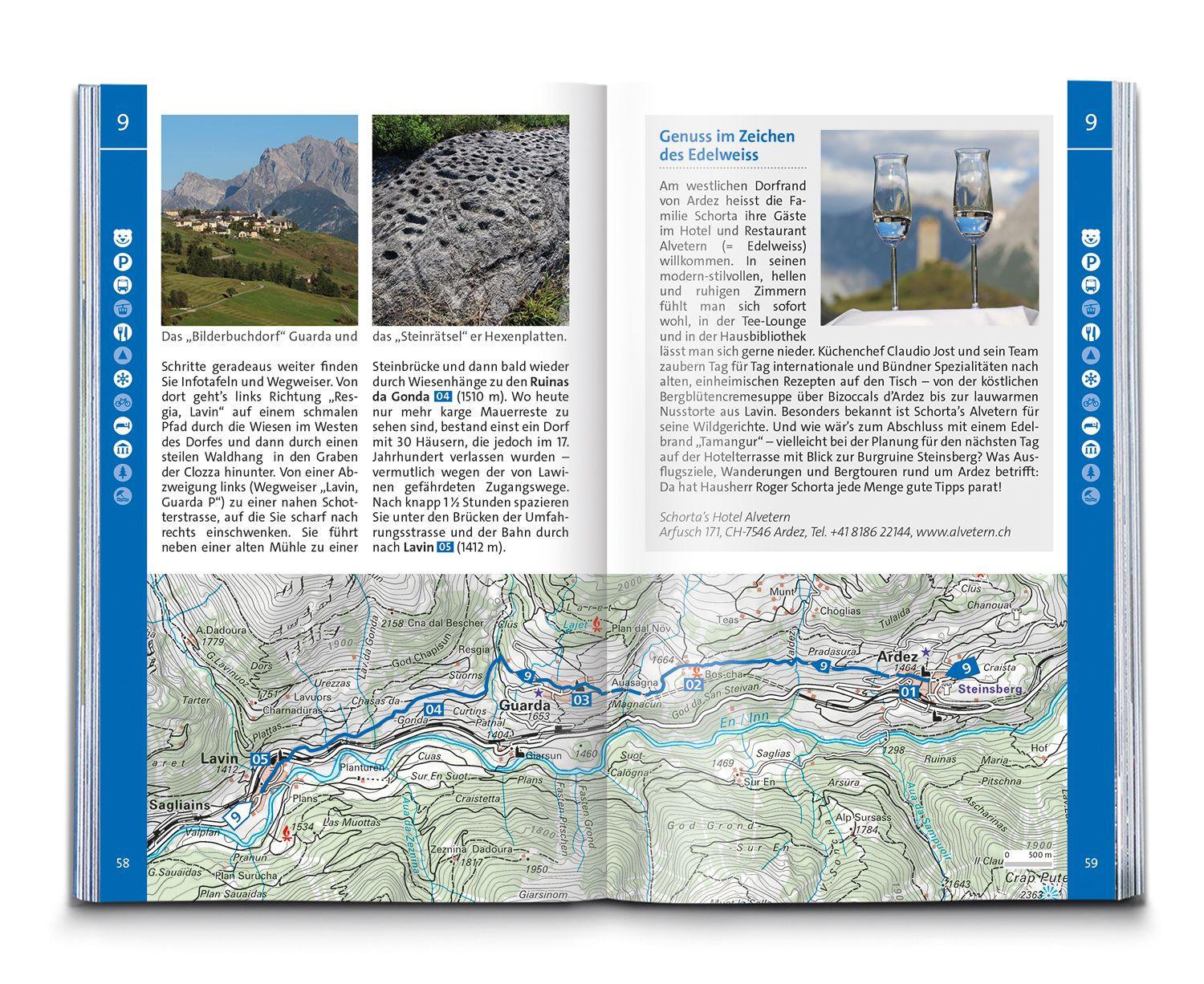 Beispielinhalt (Bild) KOMPASS Wanderführer Engadin und Südbünden, 60 Touren