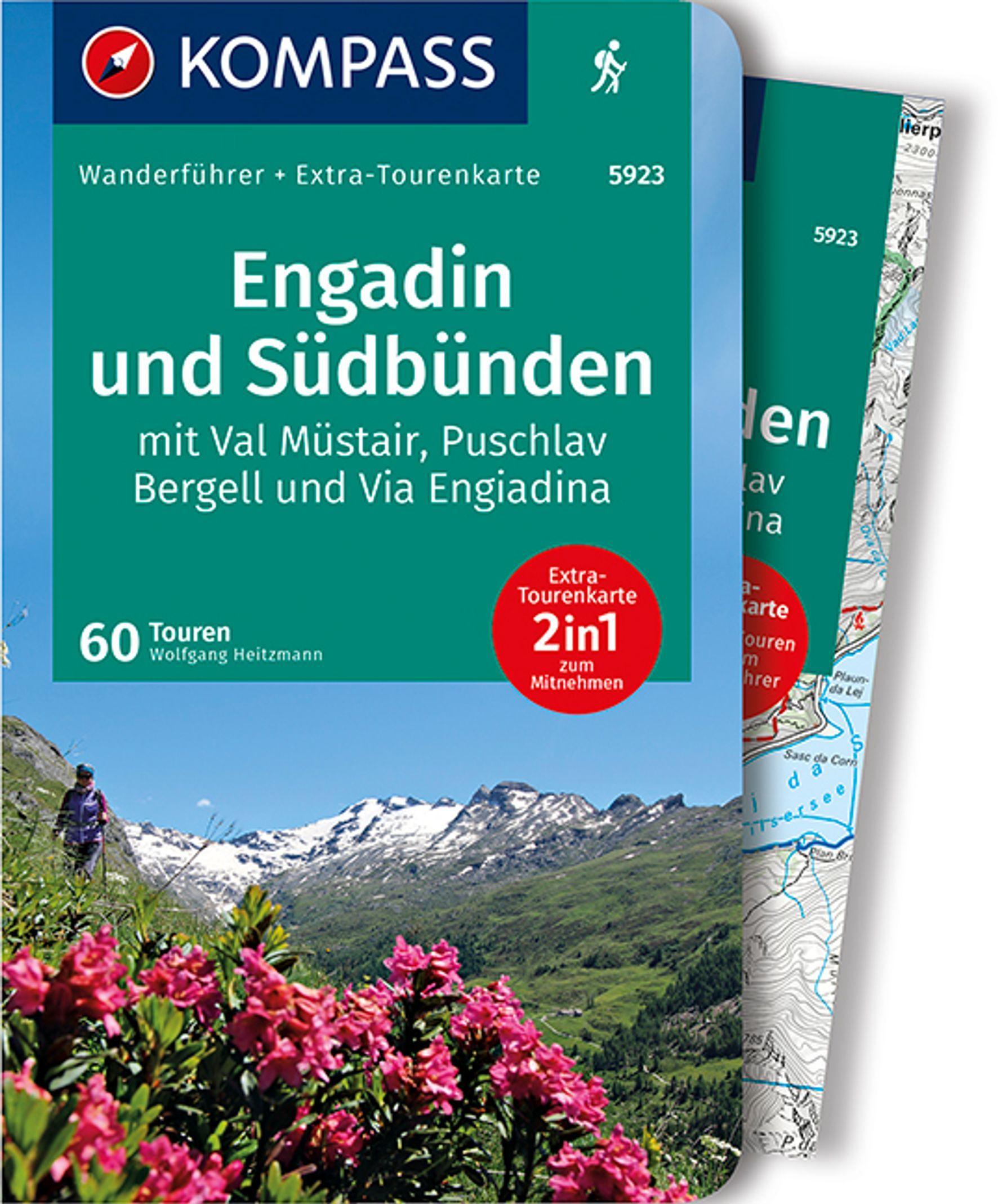 Vorderes Coverbild KOMPASS Wanderführer Engadin und Südbünden, 60 Touren