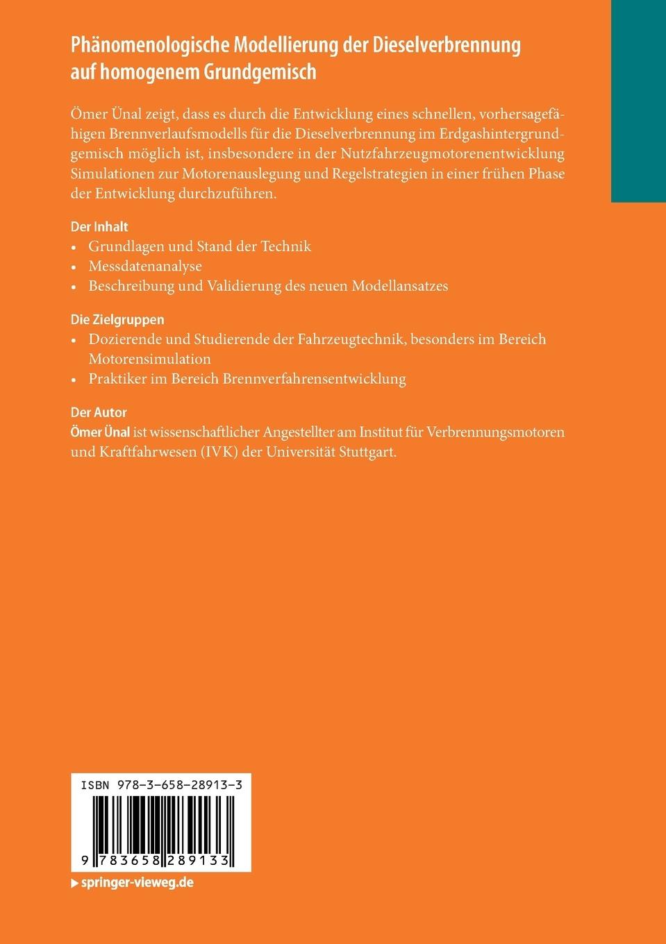 Rückseitencover Phänomenologische Modellierung der Dieselverbrennung auf homogenem Grundgemisch