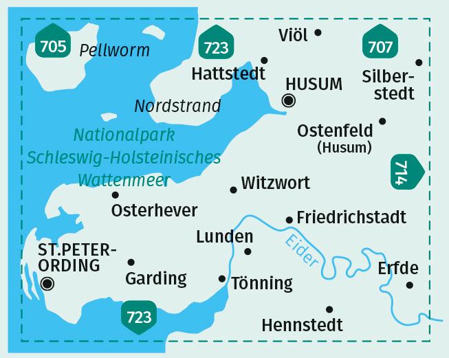 Beispielinhalt (Bild) KOMPASS Wanderkarte 712 Husum, St. Peter-Ording, Südliches Nordfriesland 1:50.000