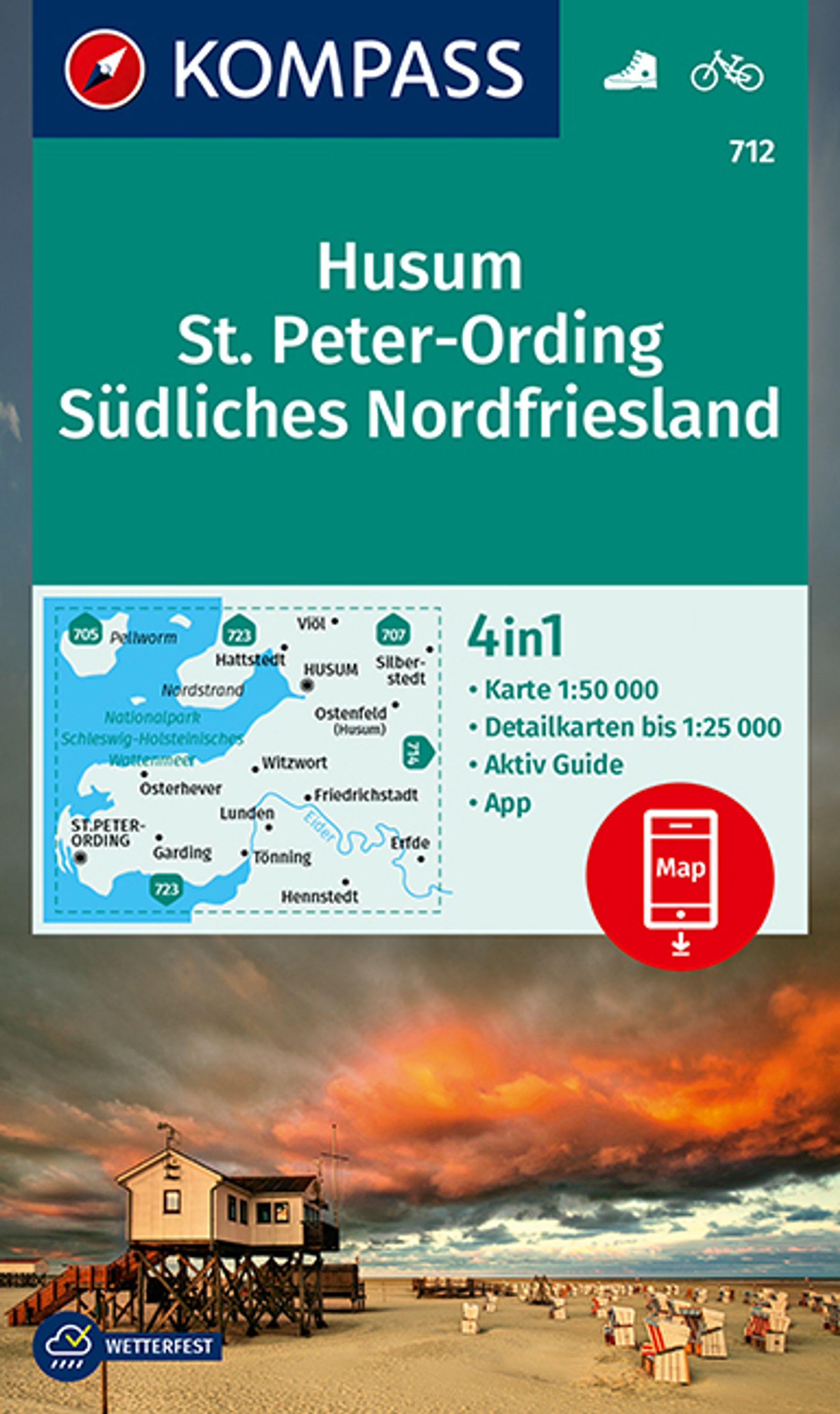Vorderes Coverbild KOMPASS Wanderkarte 712 Husum, St. Peter-Ording, Südliches Nordfriesland 1:50.000