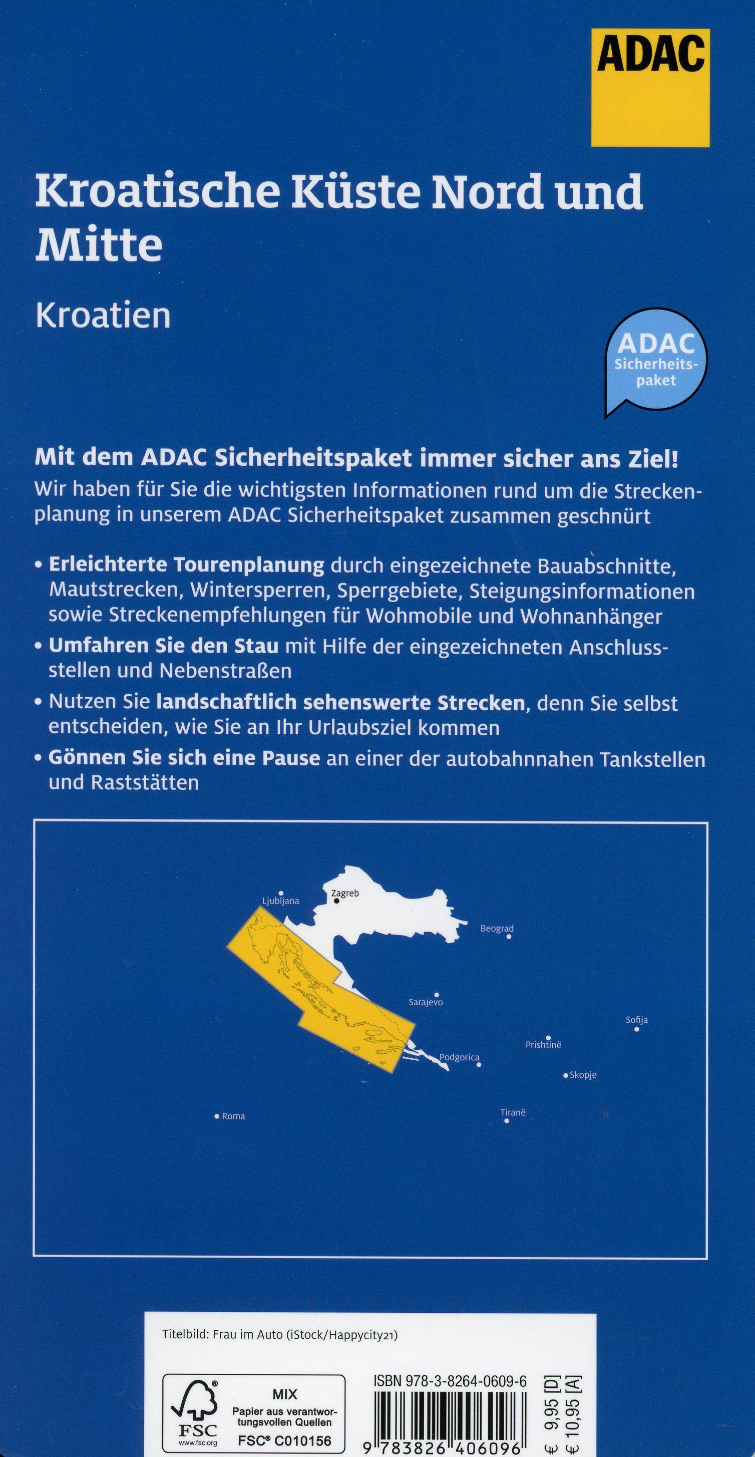 Beispielinhalt (Bild) ADAC Urlaubskarte HR Kroatische Küste, Nord und Mitte 1:200 000