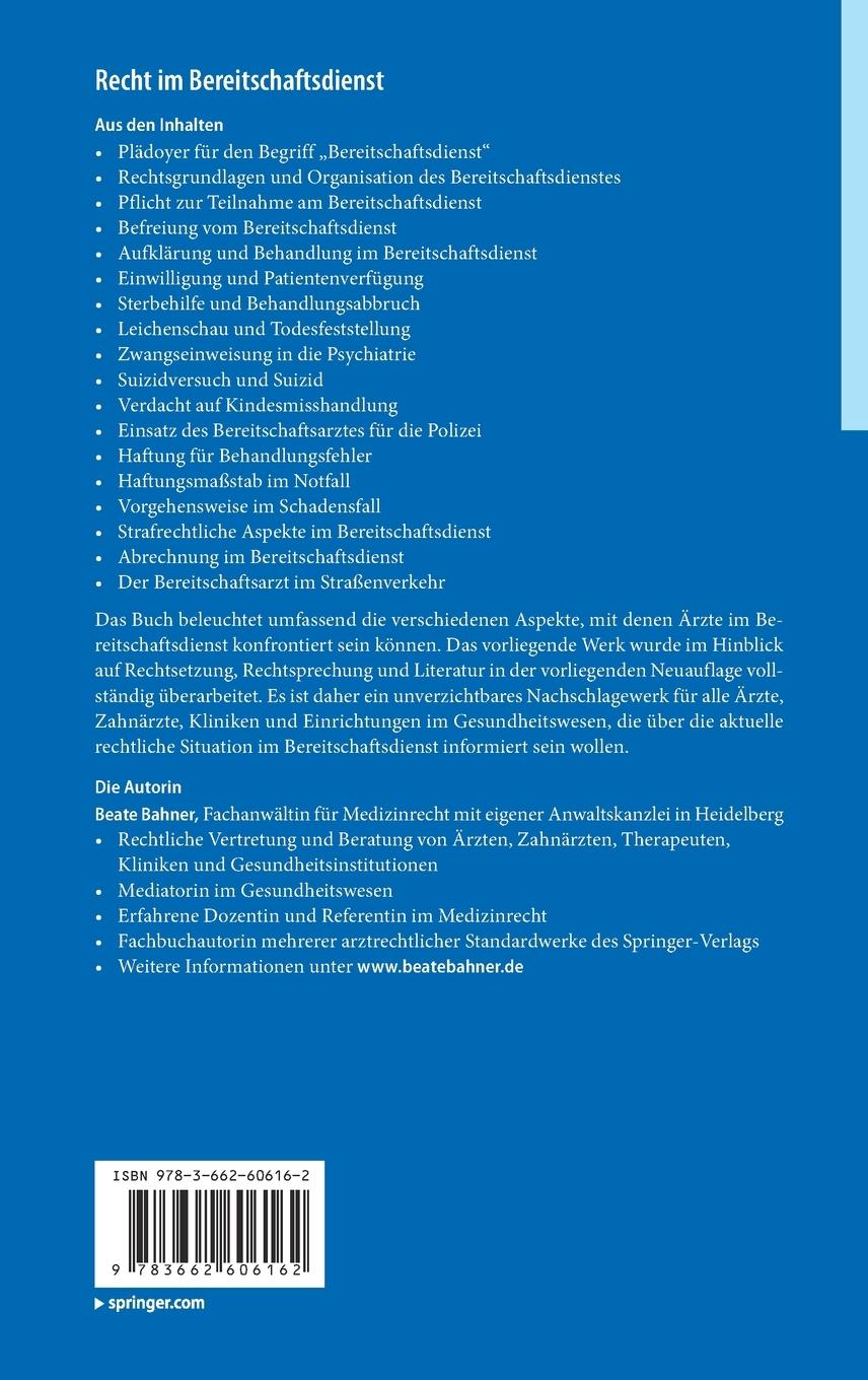 Rückseitencover Recht im Bereitschaftsdienst