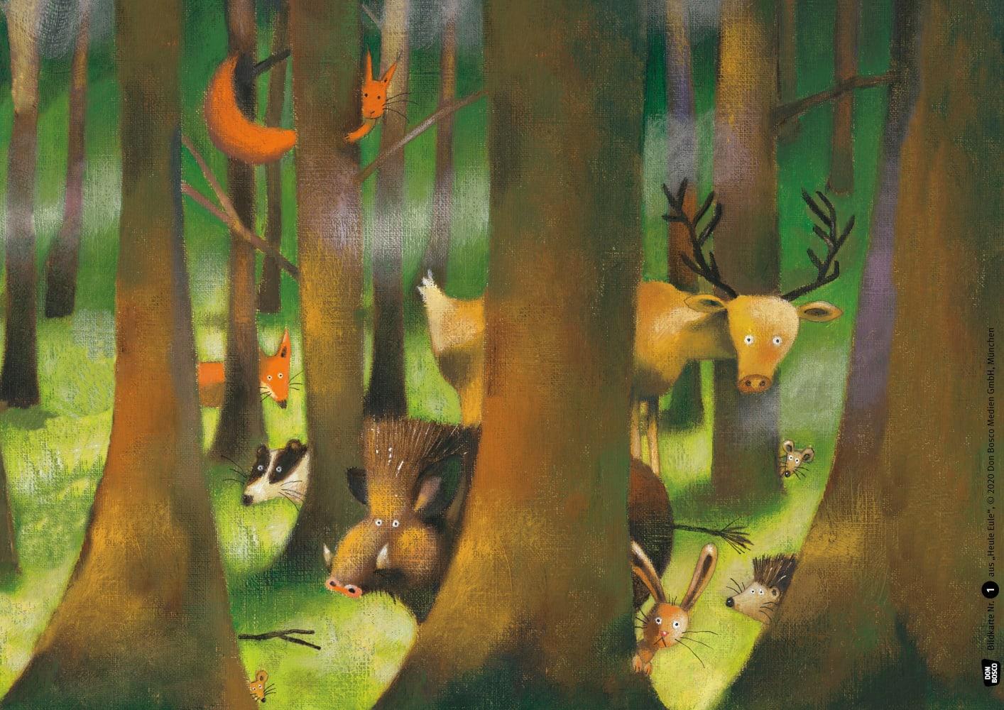 Beispielinhalt (Bild) Heule Eule. Kamishibai Bildkartenset