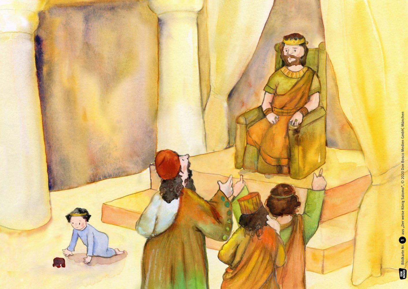 Beispielinhalt (Bild) Der weise König Salomo. Kamishibai Bildkartenset.