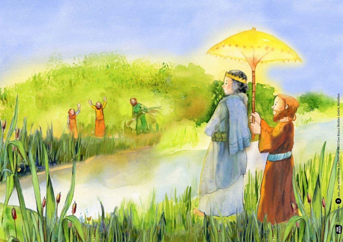 Beispielinhalt (Bild) Der weise König Salomo. Kamishibai Bildkartenset.