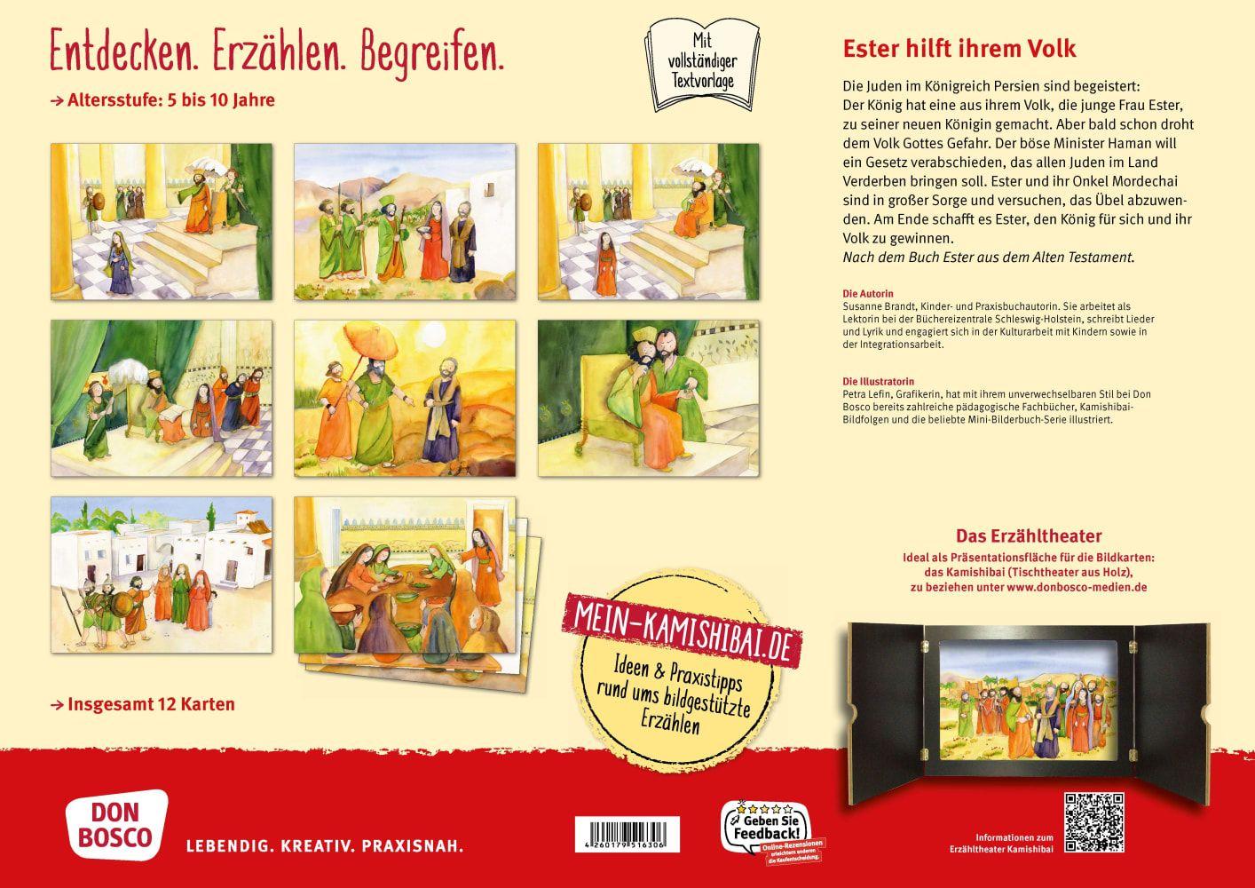 Beispielinhalt (Bild) Ester hilft ihrem Volk. Kamishibai Bildkartenset.