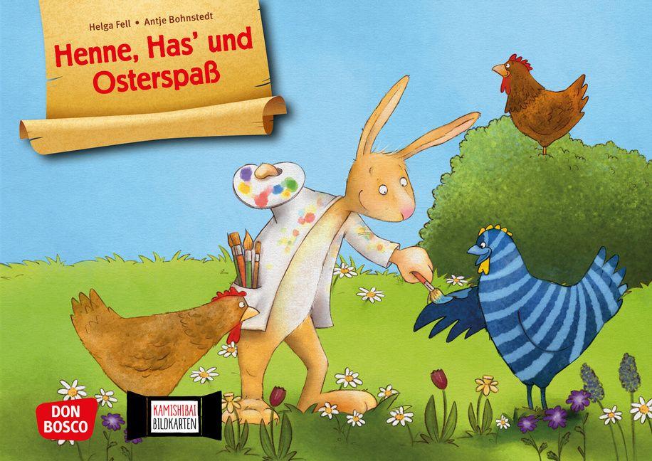 Vorderes Coverbild Henne, Has' und Osterspaß. Kamishibai Bildkartenset.
