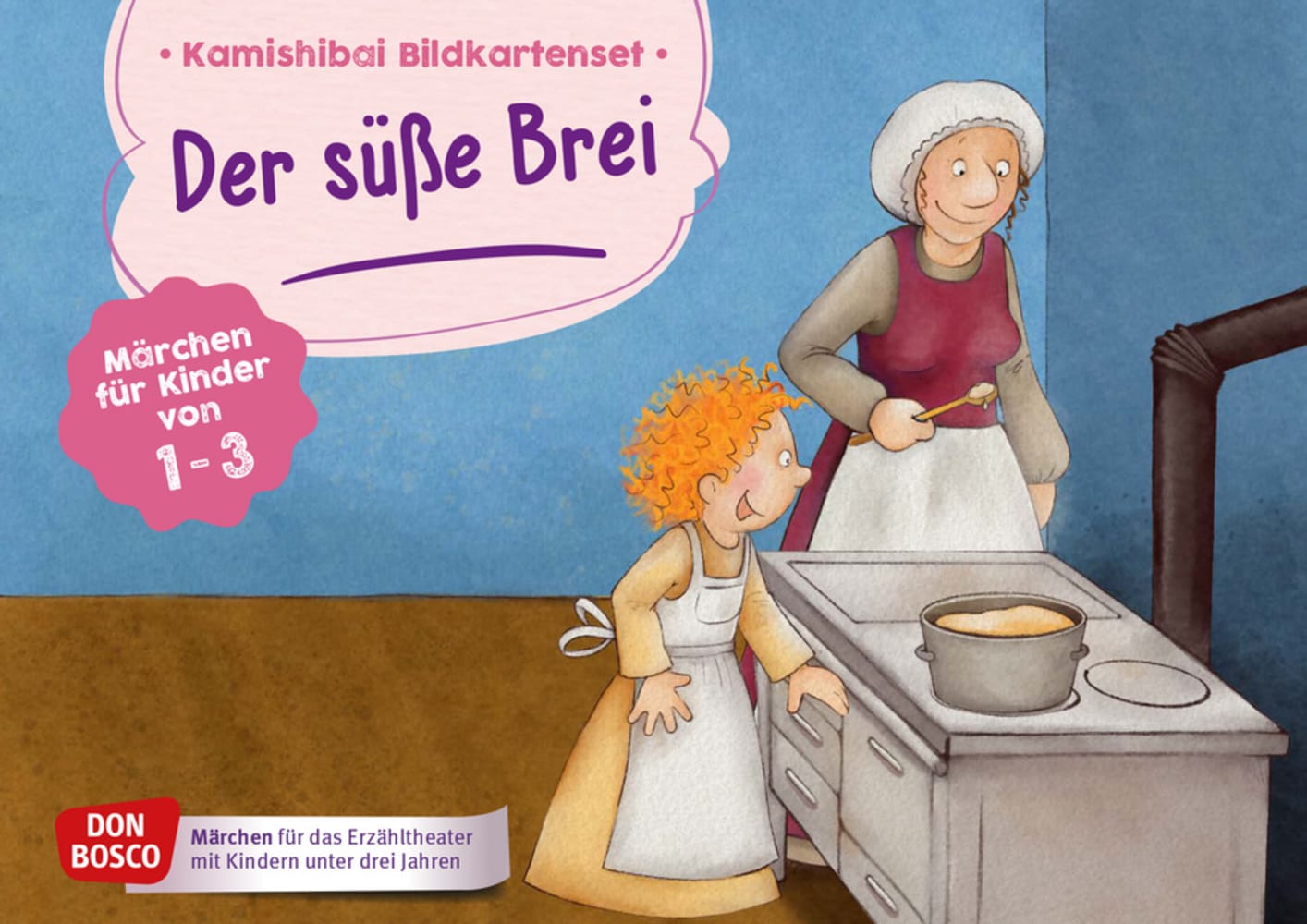 Vorderes Coverbild Der süße Brei. Kamishibai Bildkartenset.