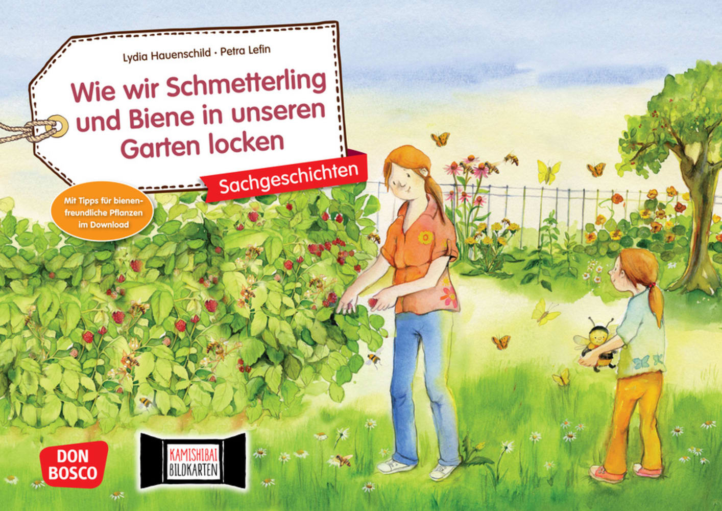 Vorderes Coverbild Wie wir Schmetterling und Biene in unseren Garten locken. Kamishibai Bildkartenset