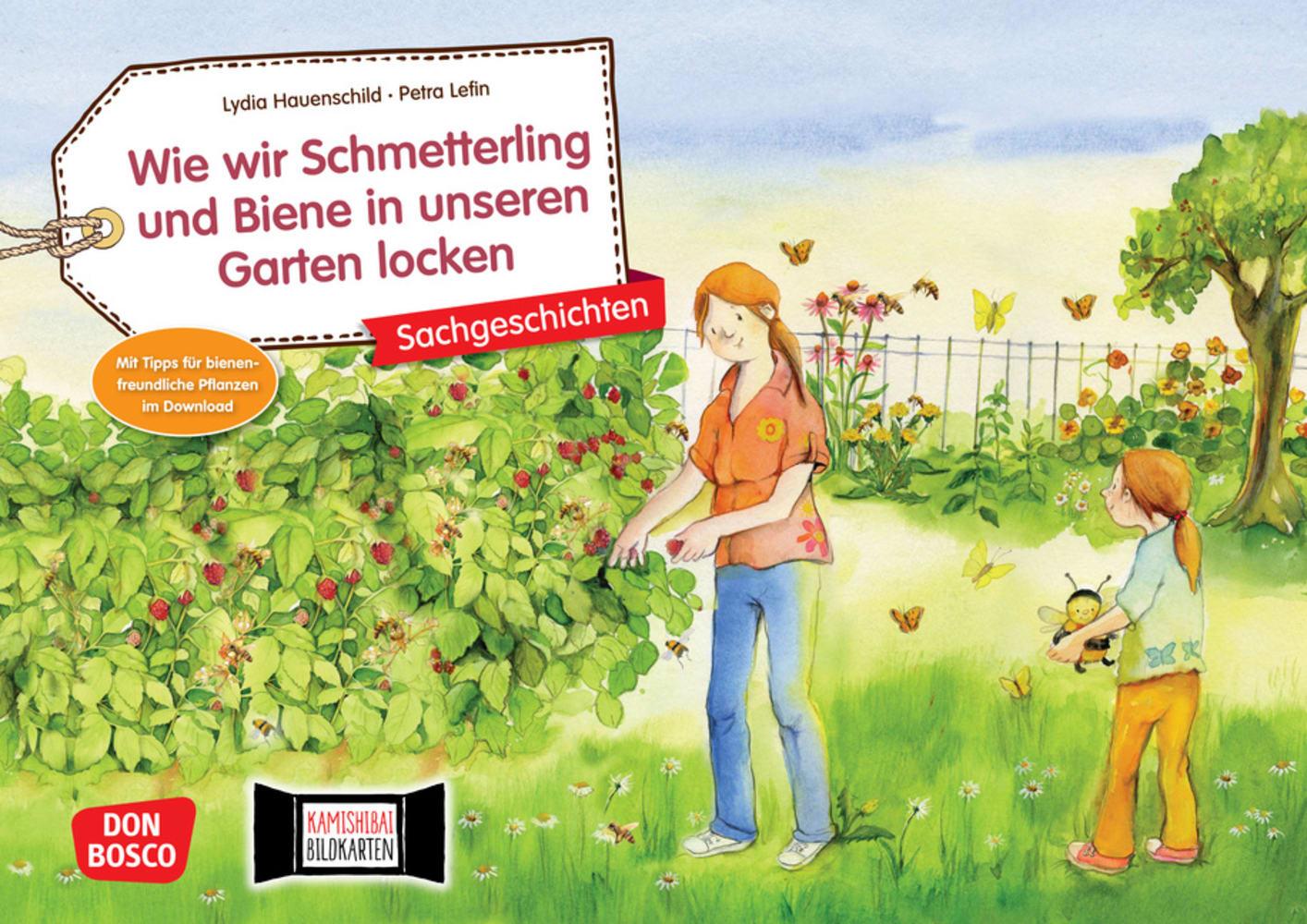 Vorderes Coverbild Wie wir Schmetterling und Biene in unseren Garten locken. Kamishibai Bildkartenset