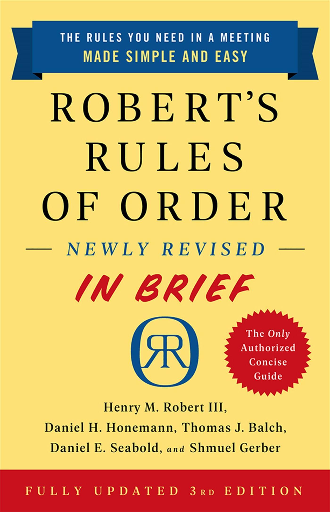 Vorderes Coverbild Robert's Rules of Order Newly Revised in Brief, 3rd Edition
