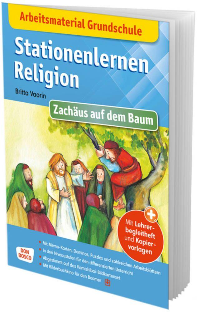 Vorderes Coverbild Arbeitsmaterial Grundschule. Stationenlernen Religion: Zachäus auf dem Baum